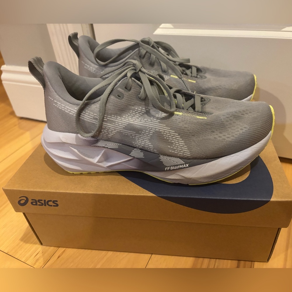 ASICS Gray Running Shoes with Yellow Accents